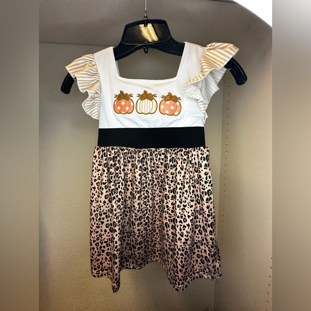 Boutique pumpkin/leopard print dress
